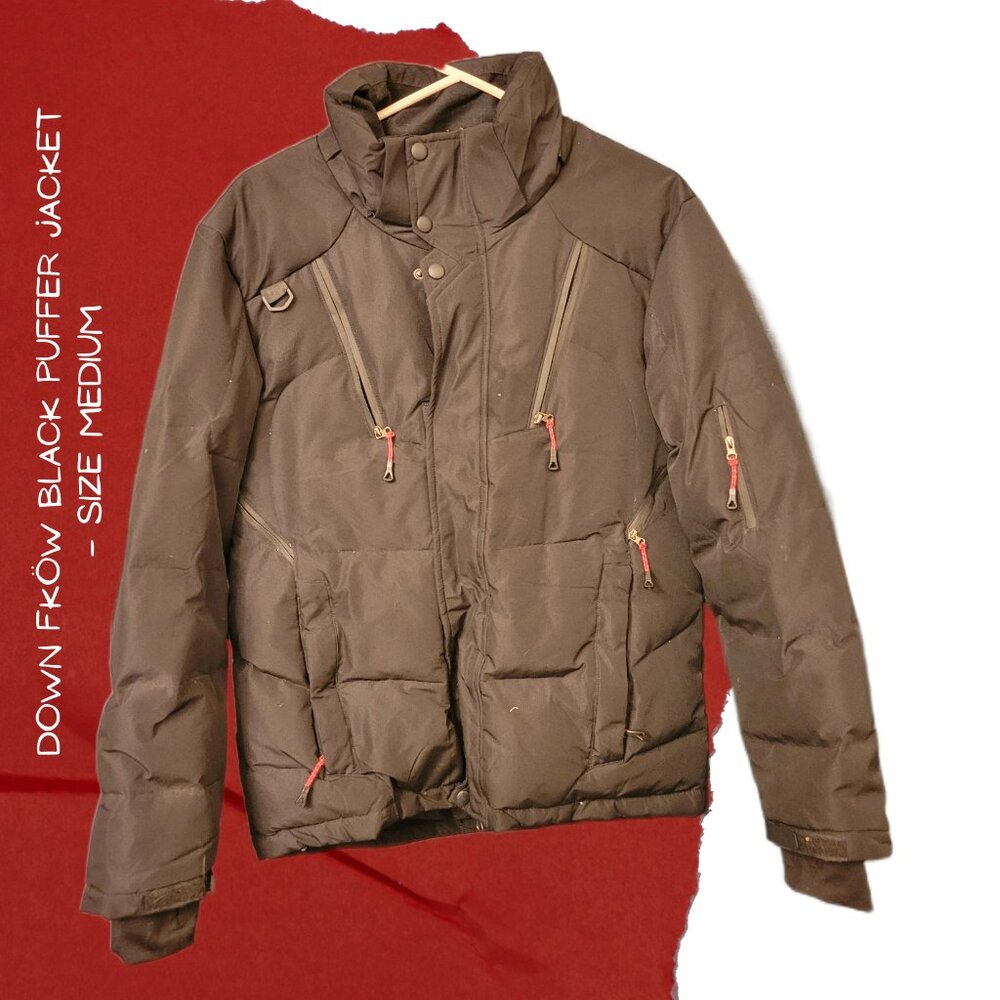 DOWN FKÖW Black Puffer Jacket – Medium, Warm Winter Coat